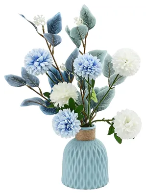 Kunstblumen mit Vase, 1 Stück, Hortensie, 42 cm Höhe