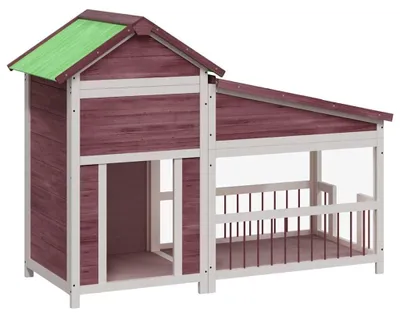Imagen del producto de Caseta para perros, madera maciza de pino, color moka - 143 x 60,5 x 109 cm - Caseta para exteriores - Para perros