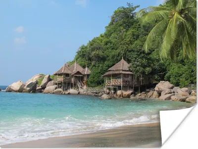 Produktbild von MuchoWow® Poster Strohhütte auf Ko Tao Thailand 160x120 cm - Foto Plakat