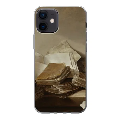 Produktbild von MuchoWow® Handyhülle Schutzhülle Hülle für iPhone 12 Stilleben mit Büchern - Gemälde von Jan Davidsz. de Heem Silikon Softcase Handy Hülle - Schutzhülle