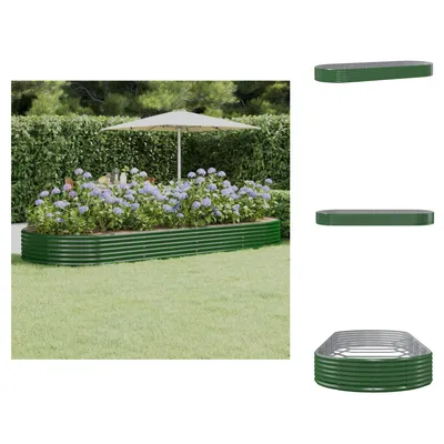 Produktbild von vidaXL Hochbeet Pulverbeschichteter Stahl 373x140x36 cm Grün -  Blumentöpfe & Pflanzgefäße