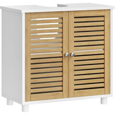 Produktbild von Badezimmerschrank mit Bambustür DJ505364_1, 30 x 60 x 60 cm, weiß