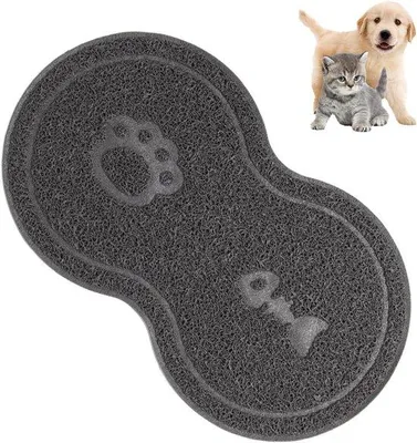 Zdjęcie produktu dla Mata do karmienia zwierząt – szara – 45 x 26 cm – antypoślizgowa mata do karmienia dla kotów i psów