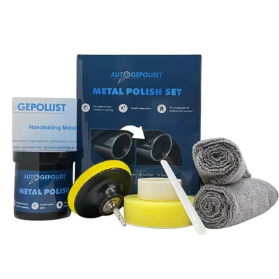 Productafbeelding van Auto Gepolijst Metal Polish Set – 9 Delig – Chroompoets – Verwijdert Oxidatie En Aanslag – Herstelt Glans – Metal Polish – Polijstset