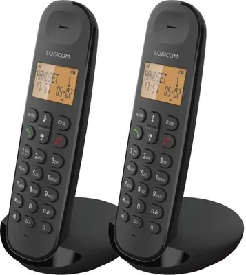 Image de Téléphone Fixe Sans Fil LOGICOM DECT ILOA 250 DUO, Noir, 2 Combinés, Répertoire 100 Contacts, Mains Libres, Autonomie 7h