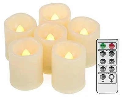 Zdjęcie produktu dla Świece LED migoczące z pilotem zdalnego sterowania timer 6 sztuk na baterie