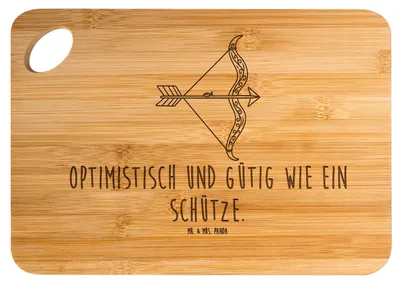 Produktbild von Mr. & Mrs. Panda Holzbrett Sternzeichen Schütze - Transparent - Geschenk, Schneidebrett, Schützenfest, jausenbrett, Frühstücksbrett, Geburtstag Dezember, November