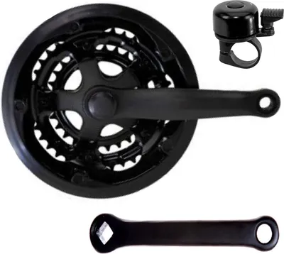 Image de Manivelle KRG Pédalier 28/38/48 dents Noir/Acier avec sonnette de vélo incluse