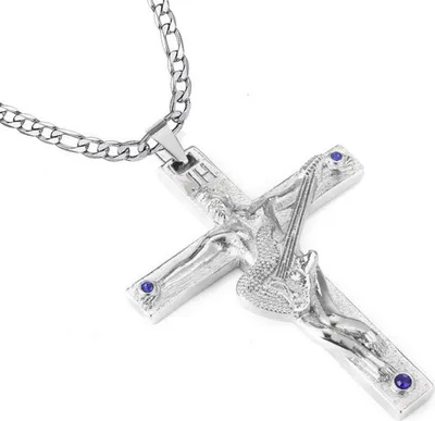 Image de Johnny Hallyday collier croix guitare rocker argent 60cm