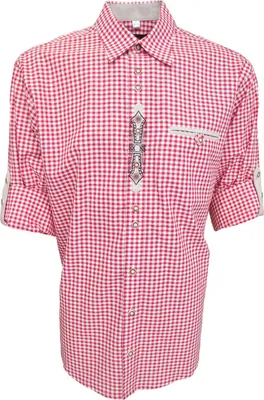 Produktbild von Trachtenhemd für Lederhosen mit Stickerei mittelrot O69, Größe:S