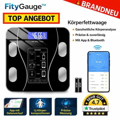 Obrázok produktu pre FityGauge™ Váha na meranie telesného tuku, osobná váha, digitálna analýza tela, Bluetooth s aplikáciou