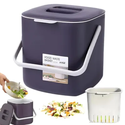 Produktbild von 4L Biomülleimer Küche mit Knopfdruck-Deckel Abfalleimer Mülleimer