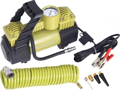 Obrázek produktu pro Dvoupístový vzduchový kompresor 12V, 11 BAR, 70L/min, 4 adaptéry