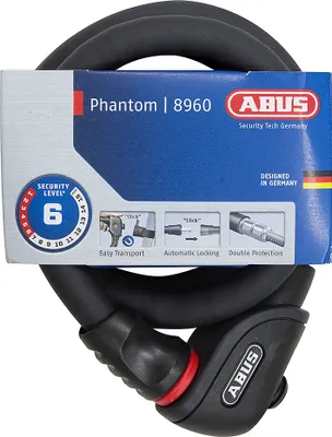 Produktbild von Pancerna blokada linki ABUS Steel-O-Flex Phantom 8960 - z magnetycznym uchwytem TexFL - blokada linki stalowej z pancerzem wykonanym ze stalowych tulei - poziom bezpieczeństwa ABUS 6 - 110 cm