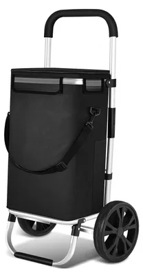 Immagine prodotto di Carrello della spesa Eikuavon a 2 ruote, pieghevole, con scomparto refrigerato, nero, borsa pieghevole per la spesa