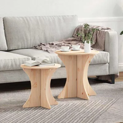 Immagine prodotto di Maison Exclusive - Tavolino 2 pezzi in legno massello di pino naturale