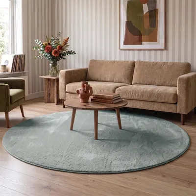 Produktbild von Volero - Waschbarer Teppich Rund - Vivid Grün - Ø 120 cm - Wohnzimmer, Esszimmer, Kinderzimmer, Schlafzimmer - Klassik, Ländlich, Modern, Skandinavisch