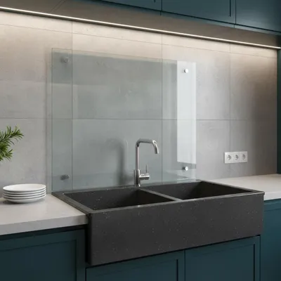 Produktbild von Melko Küchenrückwand Spritzschutz Fliesenspiegel 6mm ESG - Klarglas 70x50CM