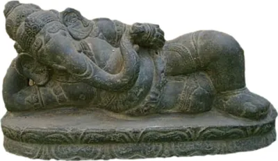 Produktbild von Schöne Ganesha liegend aus Steinguss perfekt für den Garten die Terrasse oder den Vorgarten ist Frostfest Witterungsbeständig und Neu 32cm H, AP-LGB-055-af
