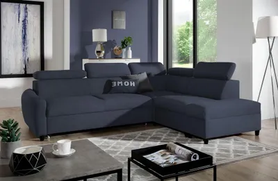 Produktbild von Ecksofa Schlafsofa Sofa ANTON in Stoff Esito Dunkelblau Ottomane Rechts