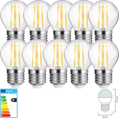 Produktbild von 10x 6W G45 E27 Mini LED Filament Leuchtmittel Birne 640 Lumen Warmweiß