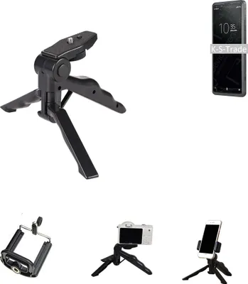 Produktbild von K-S-Trade Stativ Tisch-Ständer Dreibein Handy-Stativ Ständer kompatibel mit Sony Xperia Pro Mini-Stativ Smartphone Tripod Handy-Stativ aus Plastik