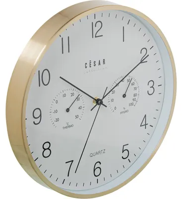 Wanduhr aus Aluminium mit Thermometer und Hygrometer, 30x4x30 cm