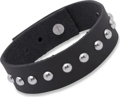 Produktbild von Lederarmband schwarz Edelstahlnieten 18-22cm LB0045
