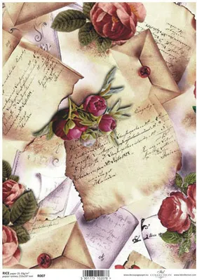 Immagine prodotto di ITD carta di riso per decoupage, lettere e fiori R0007