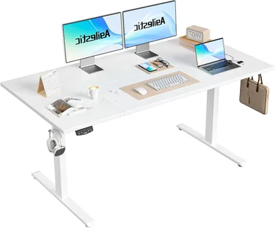 Immagine prodotto di Scrivania ergonomica - Scrivania regolabile in altezza (seduta e lavoro in piedi) - Scrivania regolabile elettricamente - Scrivania regolabile - Scrivania per l'ufficio domestico