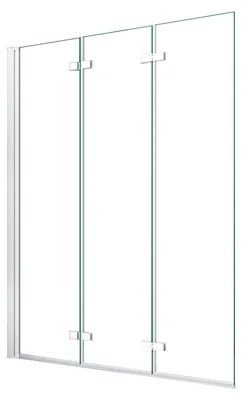 Produktbild von Duschspa 130x140cm Weiß Badewanneaufsatz 3-teilig Faltwand 6mm ESG Nanoglas Duschwand