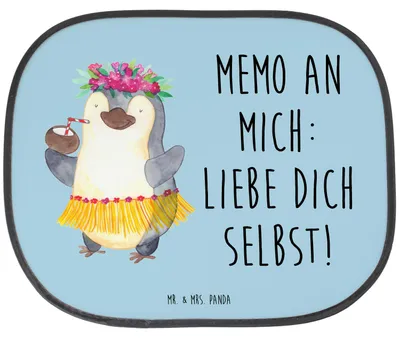Produktbild von Mr. & Mrs. Panda Sonnenschutz Auto Pinguin Kokosnuss - Eisblau - Geschenk, für, Hawaii, Seitenfenster, Urlaub, Pinguine, Sonnenblende, Ferien, glücklich, Seitenscheibe