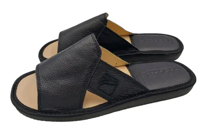 Produktbild von Herren Leder Hausschuhe Breit Schwarz Bosaco Hausschuhe Naturleder 43