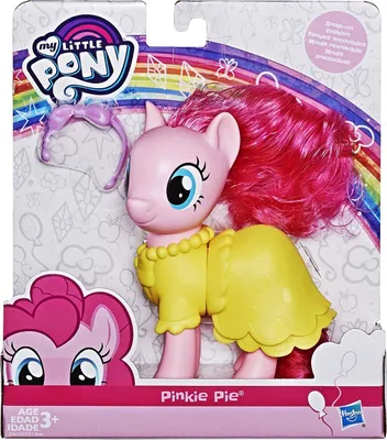 Immagine prodotto di Personaggio da collezione My Little Pony Pinkie Pie Snap-on Fashion con criniera lunga, gonna, camicia, cerchietto 15 cm, Hasbro E5612