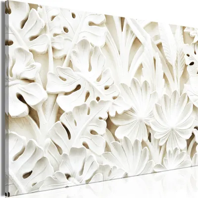 Produktbild von Italienischer Leinwand Leinwandbild - Ceramic Leaves (1 Part) Wide 90x60 cm Blumen f-B-0321-b-a