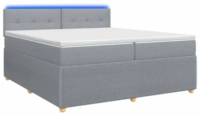 Productafbeelding van Boxspringbed met matras, lichtgrijs, 200 x 200 cm, gestoffeerd