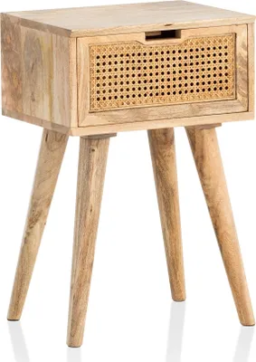 Produktbild von Nachttisch Nachtkommode Boxspringbett Holz Rattan 40x60x30 cm Braun