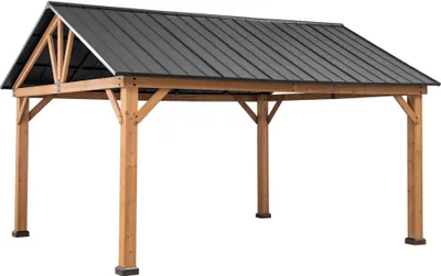 Produktbild von Sunjoy Zedernholz Gazebo / Pavillon 4x5 REBRA - 404cm x 465cm, anthrazit