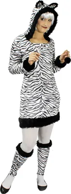 Produktbild von Zebra Tierkostüm für Damen | Kleid mit Stulpen Größe: 40/42