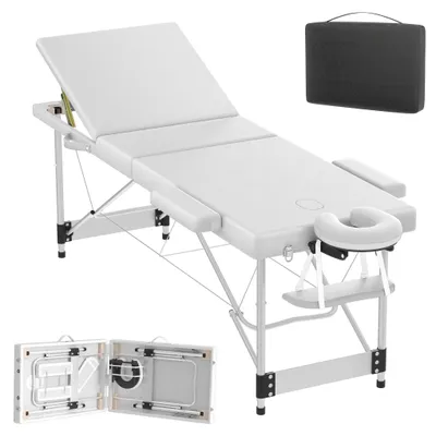 Immagine prodotto di Letto da massaggio pieghevole QEENTOE, regolabile in altezza, tavolo da massaggio stabile, lettino terapeutico e lettino per trattamenti estetici di ampie dimensioni, ideale per saloni e uso domestico, colore bianco
