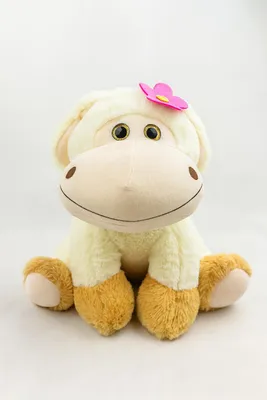 Produktbild von Kuscheltier Schaf 38 cm beige mit Schleife – Weiches Plüschtier, Stofftier