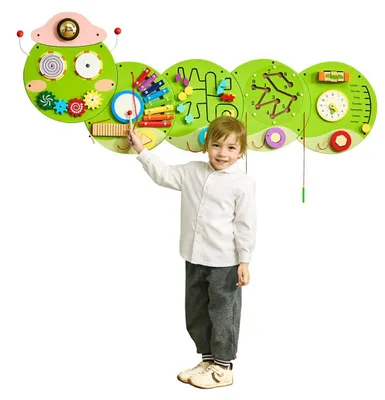 Imagen del producto de VEVOR Tablero Montessori de Pared de Oruga para Niños Pequeños 3 a 12 Años, Panel Sensorial con 12 Juegos Interactivos de MDF para Guardería Aula Motricidad Fina Sala de Juegos Infantil y Juego Diario