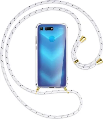 Produktbild von Handykette Backcover-Schutzhülle mit Band (Metall goldfarben) für Honor View 20 / V20 - weiß/grau