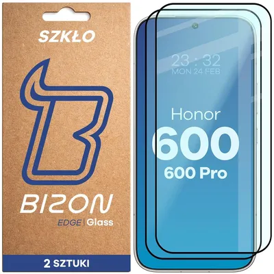 Produktbild von Gehärtetes Glas für Honor 600 5G / 600 Pro 5G, Bizon Glass Edge Duo, Schwarzer Rahmen, 2 Stück
