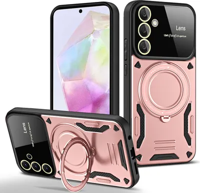 Produktbild von Rüstung Handyhülle für Samsung Galaxy A35 Dual-Layer Ringhalter Ständer Hülle Roségold