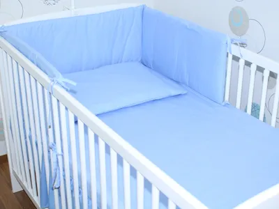 Produktbild von 3 teiliges Baby Bettset mit Bettwäsche und Nestchen für Bett 70x140 cm - 16. Blau
