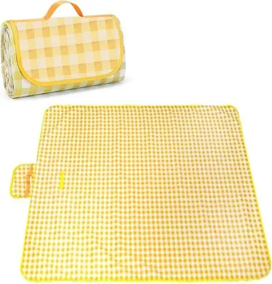 Produktbild von Picknickdecke, wasserdicht, 200 x 150 cm, mit tragbarer, wasserdichter Strandmatte, geeignet für 4-6 Personen, mit Bodenisolierung, ideal für Strand, Rasen usw