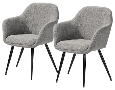Produktbild von home24 Polsterstuhl - 2er-Set - Bouclé / Edelstahl