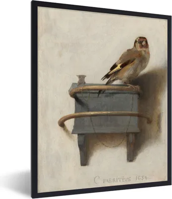 Produktbild von MuchoWow® MuchoWow® Gerahmtes Poster Der Stieglitz - Alter Meister - Carel Fabritius 30x40 cm - Poster mit zchwarzem Bilderrahmen - Wanddeko - Kunstdrucke