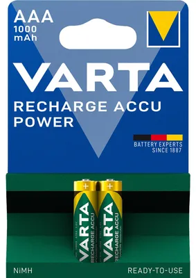 Obrázek produktu pro Varta -5703B, Dobíjecí baterie, AAA, Nikl-metal hydridová (NiMH), 1,2 V, 2 kusů, 1000 mAh